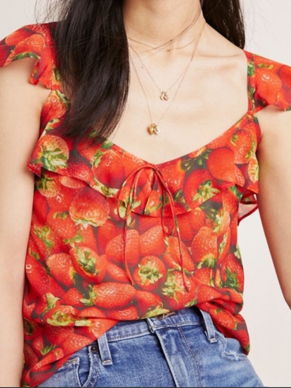NWT retail $80 size 14 #Anthropologie “Ruffled StrawberryTank Top”.